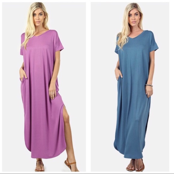 Dark Mauve Oversized Loose Fit Maxi Dress S M L XL - Picture 4 of 4